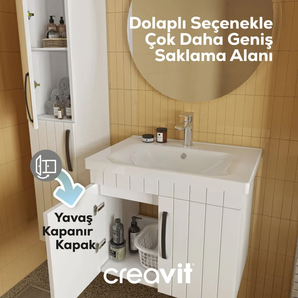 D10 Next Lavabo Dolabı Kapaklı 65 cm Dafne Gövde Lake Kapak - Resim 4