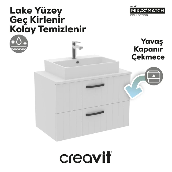 D10 80 Cm Next Lavabo Dolabı İki Çek. Beyaz Lake ürün görseli