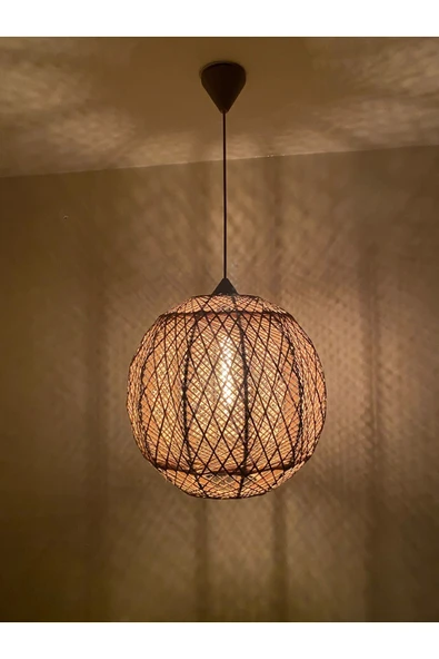 Doğal el yapımı Bohem-Rustik-Modern-Jüt-Yapımı Sarkıt Avize - 3