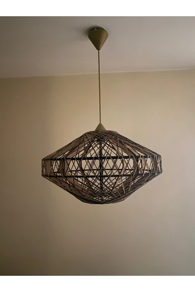 Doğal el yapımı Bohem-Rustik-Modern-Jüt-Yapımı Sarkıt Avize - 2