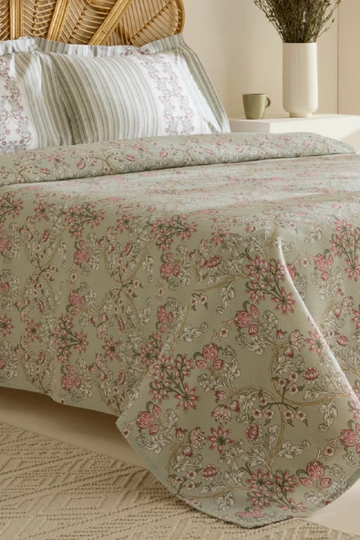 Empres %100 Pamuk Tek Kişilik Pike Takımı Adaçayı - Resim 3