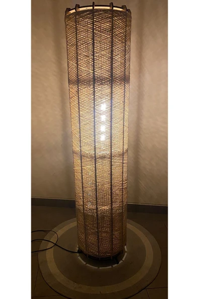 Bohem,Ahşap,Jüt,Hasır,Rustik,Doğal El Yapımı Lambader 135*32 - 3