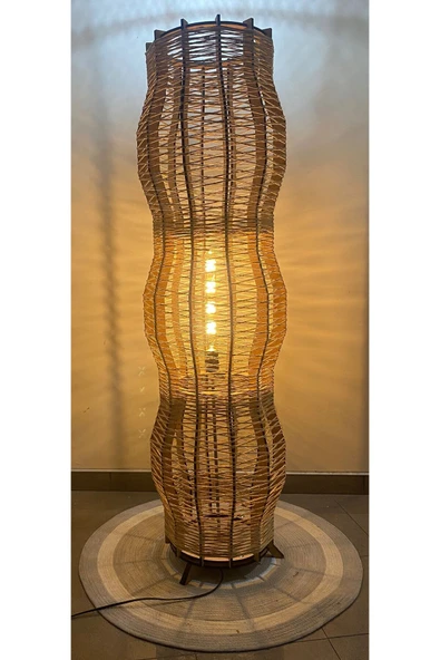 Bohem,Ahşap,Jüt,Hasır,Rustik,Modern,Doğal El YApımı Lambader 135*32 - 3