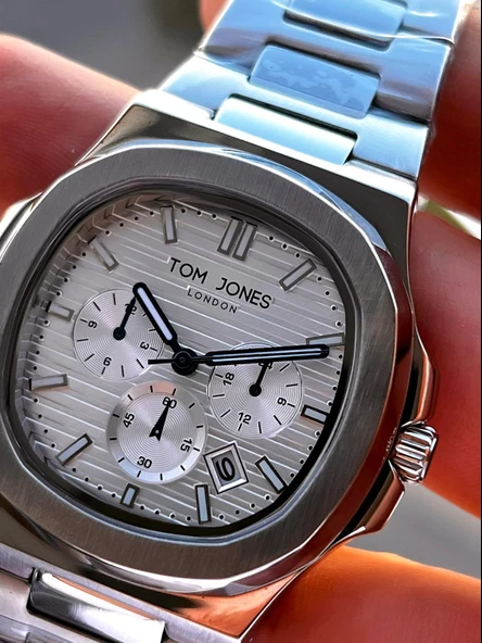 Tom Jones 3 Atm Suya Dayanıklı Çelik Kordon (Kararmaz Renk Atmaz) Erkek Kol Saati VS.BLKT.0565 - Resim 3