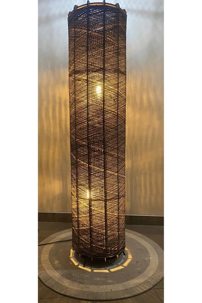 Bohem,Ahşap,Jüt,Hasır,Doğal Lambader 135*32 - 4