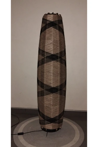 Bohem,Ahşap,Rustik,Jüt,Hasır,Doğal Lambader 125*32 - 3