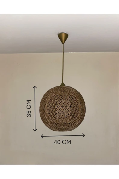 Doğal el yapımı Bohem-Rustik-Modern-Jüt-Yapımı Sarkıt Avize - 3