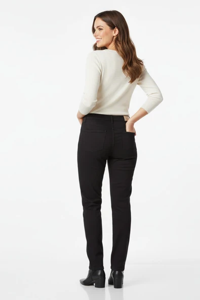 Kadın Siyah Kanvas Likralı Pantolon BGL-ST04889 - Resim 5