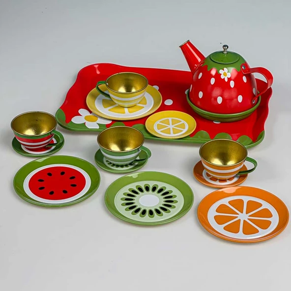 18 Parça Metal Oyuncak Çay Seti - 2