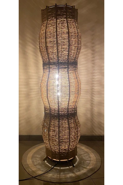 Bohem,Ahşap,Jüt,Hasır,Rustik,Modern,Doğal El YApımı Lambader 135*32 - 2