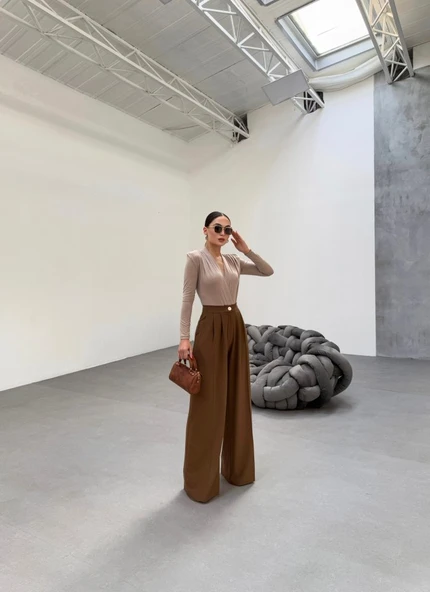 230 Gr Poly Viscose Full Lycra Pi̇leli̇ Palazzo Pantolon ürün görseli 1