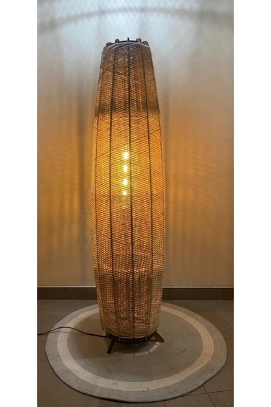 Bohem,Ahşap,Jüt,Hasır,Doğal Lambader 125*32 - 5