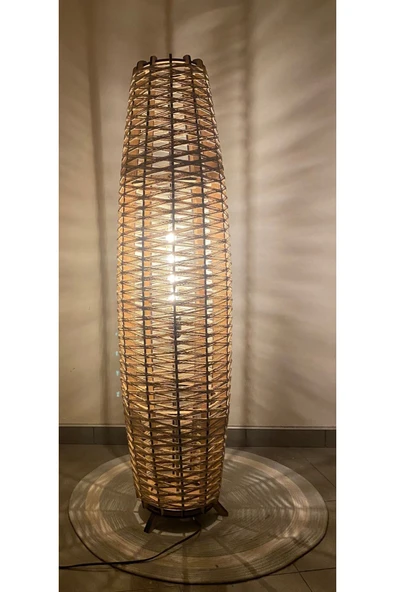 Bohem,Ahşap,Jüt,Hasır,Doğal Lambader 125*32 - 2