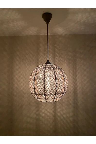 Doğal el yapımı Bohem-Rustik-Modern-Jüt-Yapımı Sarkıt Avize - 3