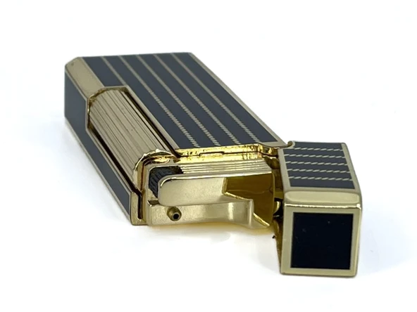 Zenit Altın Renk Şeritli Soft Flame Çakmak - Siyah - Resim 4