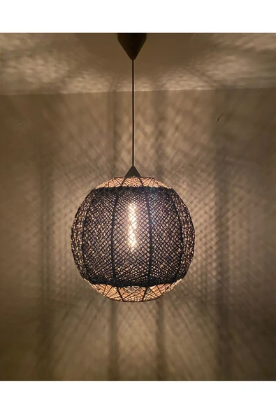 Doğal el yapımı Bohem-Rustik-Modern-Jüt-Yapımı Sarkıt Avize - 3