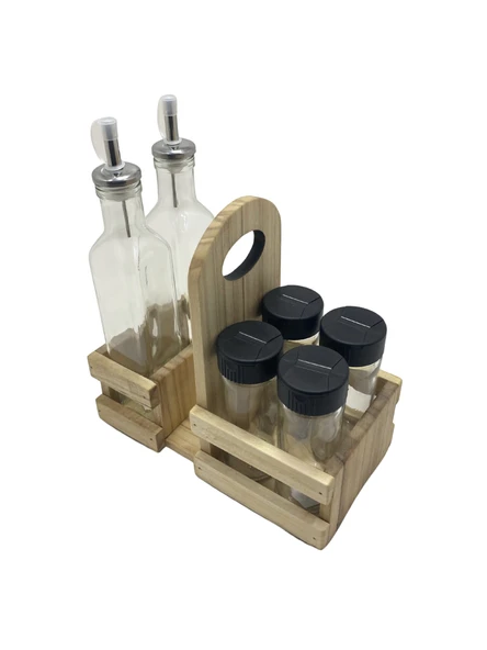 Ahşap Doğal Baharatlık Yağdanlık ve Peçetelik Takımı(SET)(KAVAK-IHLAMUR) Ahşap Rengi 5 SET - Resim 4