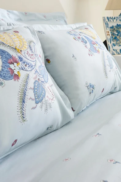 Seliya %100 Pamuk Çift Kişilik Nevresim Takımı Mavi - Resim 8