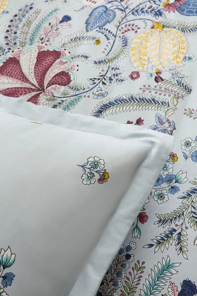 Seliya %100 Pamuk Çift Kişilik Nevresim Takımı Mavi - Resim 4