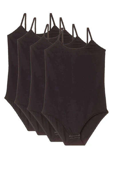 4 Adet İp Askılı Kadın Çıtçıtlı Body Siyah - 2