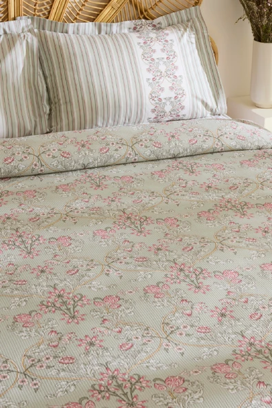 Empres %100 Pamuk Tek Kişilik Pike Takımı Adaçayı - Resim 6