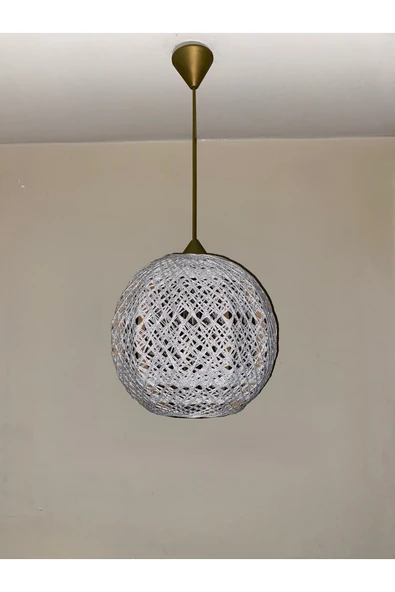 Doğal el yapımı Bohem-Rustik-Modern-Jüt-Yapımı Sarkıt Avize - 2