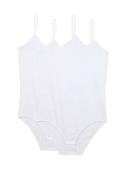 2 Adet Battal Beden İp Askılı Kadın Çıtçıtlı Body Beyaz - 2