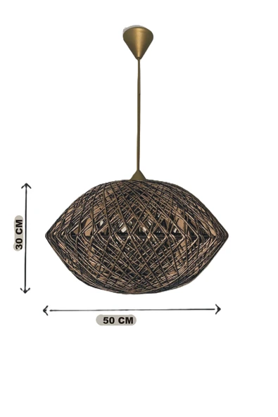 Bohem,Rustik,Modern,Hasır,Jüt,Doğal,El Yapımı Sarkıt Avize - 5