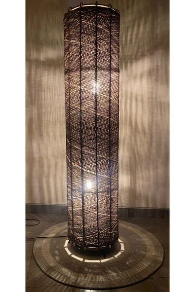 Bohem,Ahşap,Jüt,Hasır,Doğal Lambader 135*32 - 2