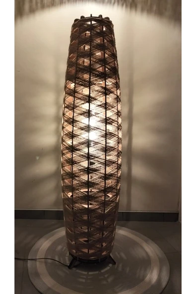 Bohem,Ahşap,Jüt,Hasır,Doğal Lambader 125*32 - 2