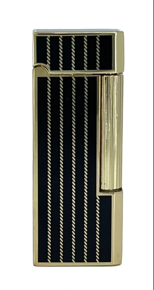 Zenit Altın Renk Şeritli Soft Flame Çakmak - Siyah ürün görseli 1