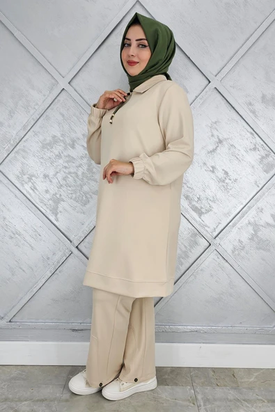 KADIN DÜĞME DETAYLI TESETTÜR TAKIM - Resim 7