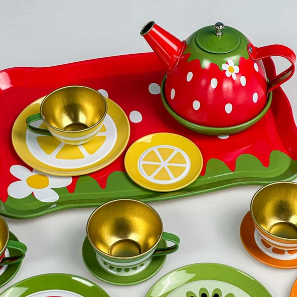 18 Parça Metal Oyuncak Çay Seti - 5