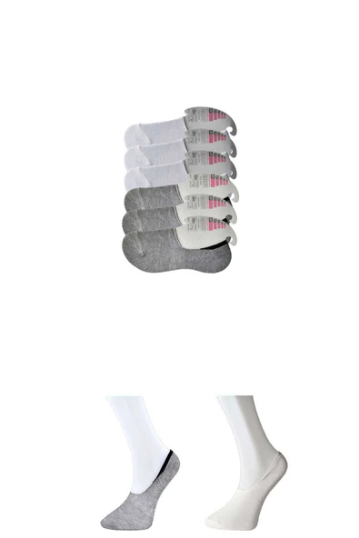 Gri ve Beyaz Kadın Babet Çorap 6 çift - 2