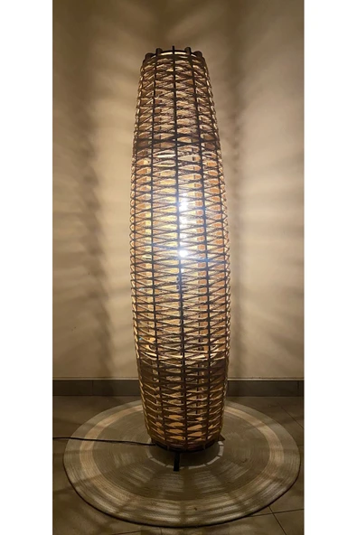 Bohem,Ahşap,Jüt,Hasır,Doğal Lambader 125*32 - 3