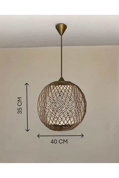 Doğal el yapımı Bohem-Rustik-Modern-Jüt-Yapımı Sarkıt Avize - 4