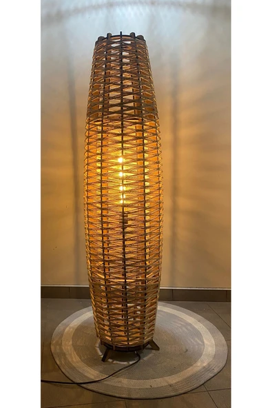 Bohem,Ahşap,Jüt,Hasır,Doğal Lambader 125*32 - 4