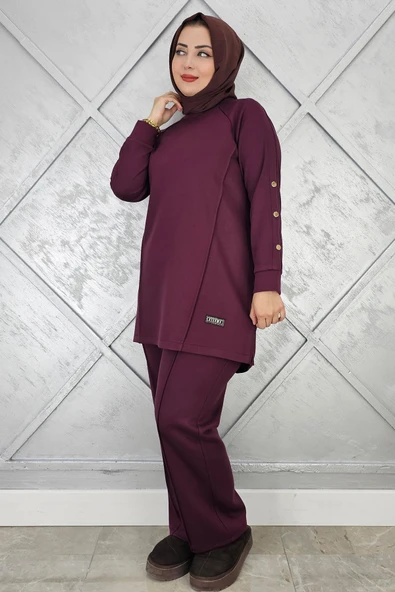 KADIN KOL DÜĞME DETAYLI TESETTÜR TAKIM - Resim 2