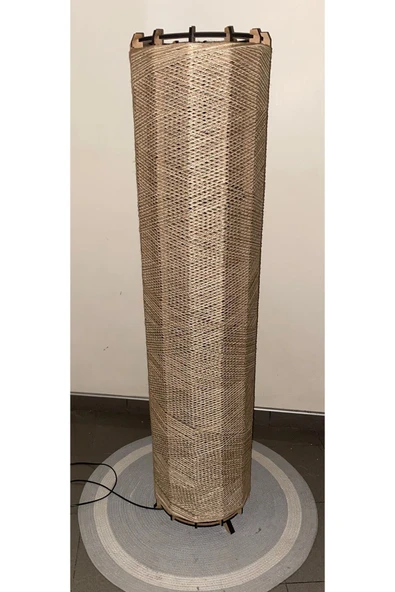 Bohem,Ahşap,Jüt,Hasır,Rustik,Doğal El Yapımı Lambader 135*32 - 2