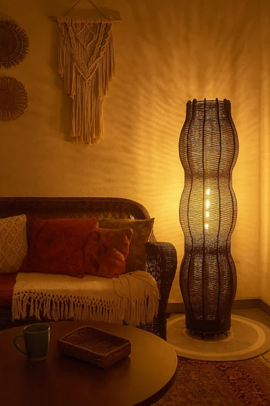 Bohem,Ahşap,Rustik,Modern,Doğal El YApımı Lambader 135*32