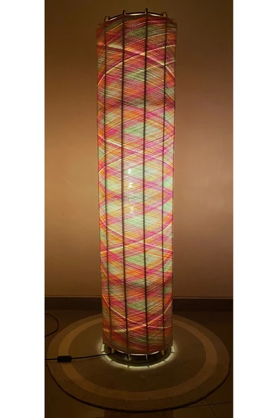 Bohem,Ahşap,Peluş,Modern,Rustik,Doğal El Yapımı Lambader 135*32 - 2