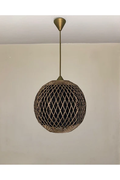 Doğal el yapımı Bohem-Rustik-Modern-Jüt-Yapımı Sarkıt Avize - 2