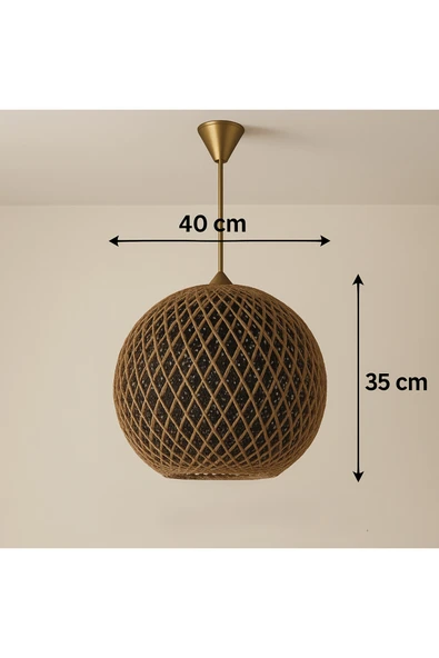 Doğal el yapımı Bohem-Rustik-Modern-Jüt-Yapımı Sarkıt Avize - 4