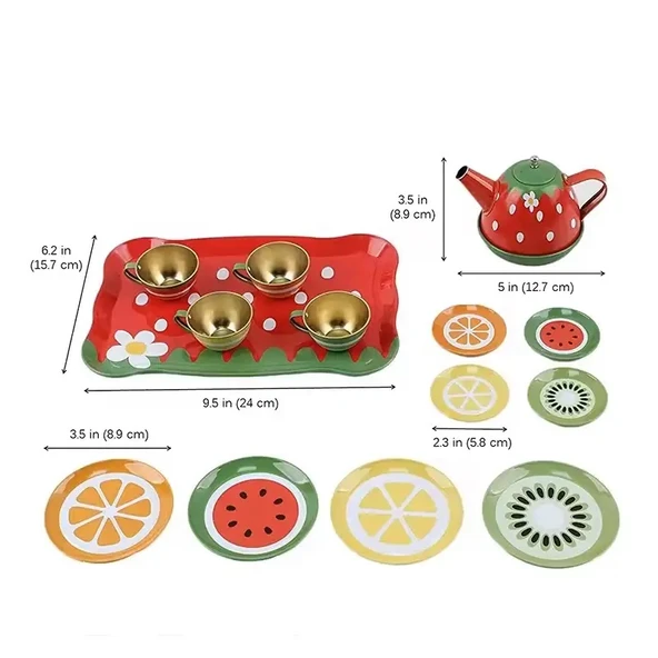 18 Parça Metal Oyuncak Çay Seti - 4