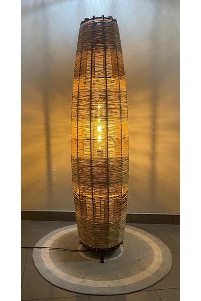 Bohem,Ahşap,Jüt,Hasır,Doğal Lambader 125*32 - 3