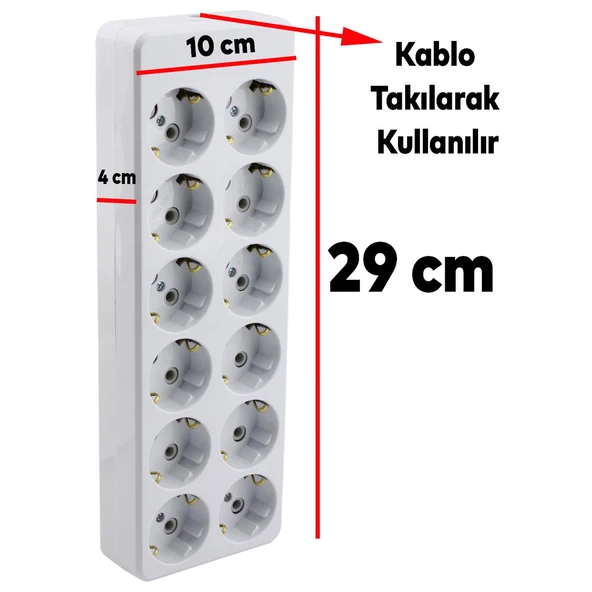 Grup Priz Klemensli 12'li Fiş Priz Topraklı Çoklu Grup Priz Çoğaltıcı Onikili Kablosuz - 2