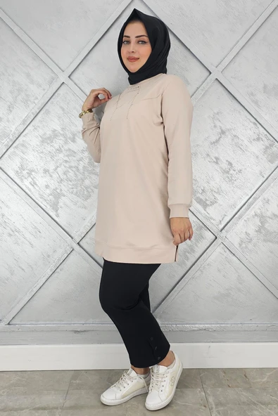 KADIN TAŞ DETAYLI TESETTÜR TUNİK ürün görseli