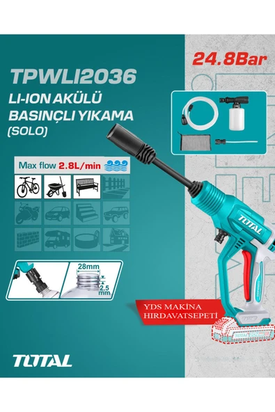 LI-ION AKÜLÜ BASINÇLI YIKAMA SOLO AKÜSÜZ TPWLI2036 ürün görseli