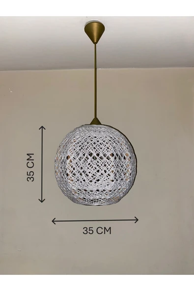 Doğal el yapımı Bohem-Rustik-Modern-Jüt-Yapımı Sarkıt Avize - 4