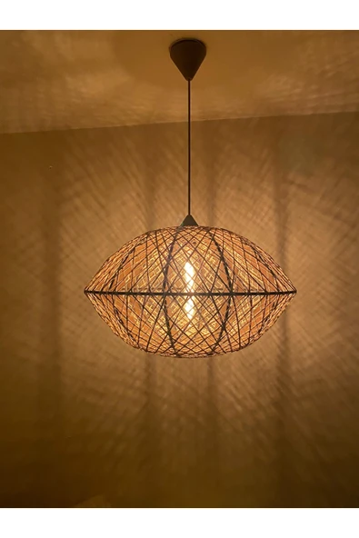 Bohem,Rustik,Modern,Hasır,Jüt,Doğal,El Yapımı Sarkıt Avize - 3